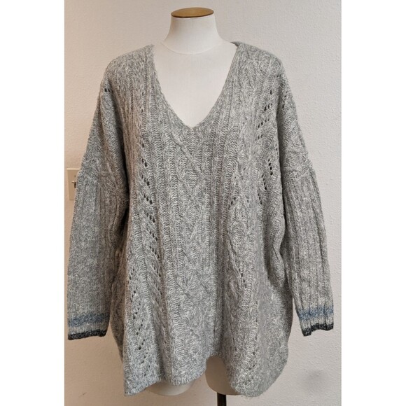 Women's Cabi # 3848 Horizon Pullover Gray V-Neck Oversized Chunky Knit Sweater S - Picture 2 of 12